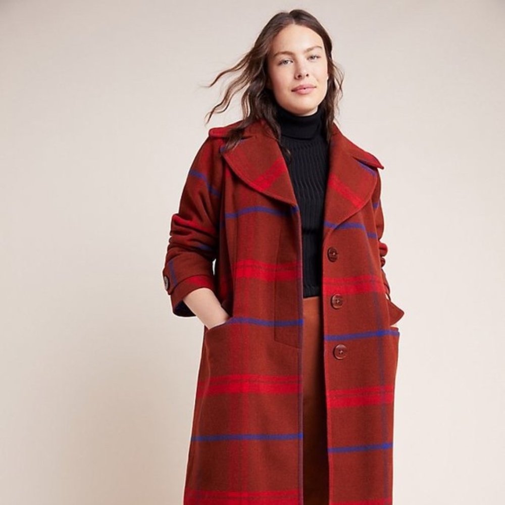 Anthropologie Plaid Jasper Coat